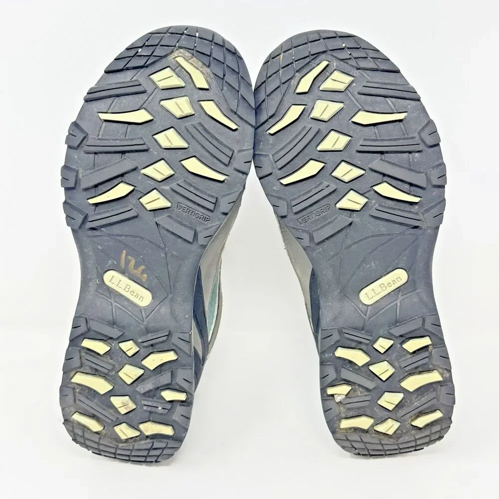 LL Bean 290378 Gore-Tex Gray Teal Lace Up Hiking Walking Shoes Womens 9M